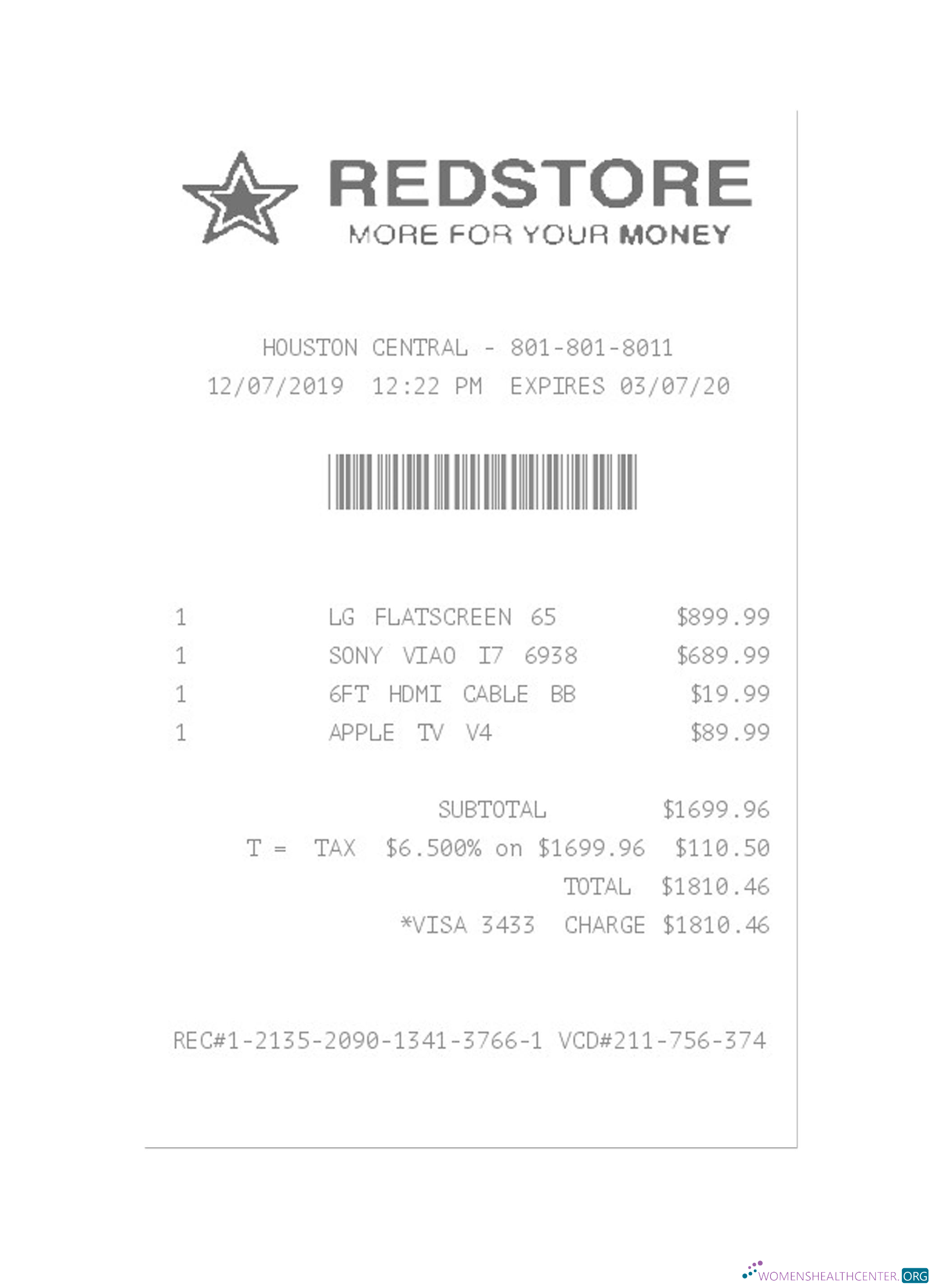 Download REDSTORE payment check Photoshop template